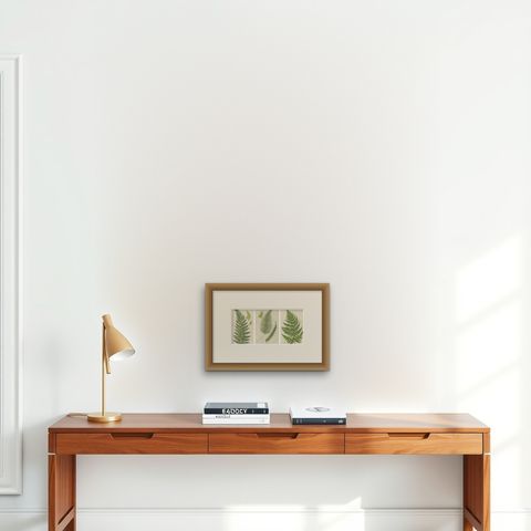 Corn Horsetail, Rough Horsetail and Marsh Horsetail, Botanical Triptych, 1873, shown framed on a wall, true to size