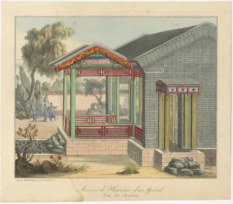 Antique Print of a Pleasure House next to the Gardens, view 2
