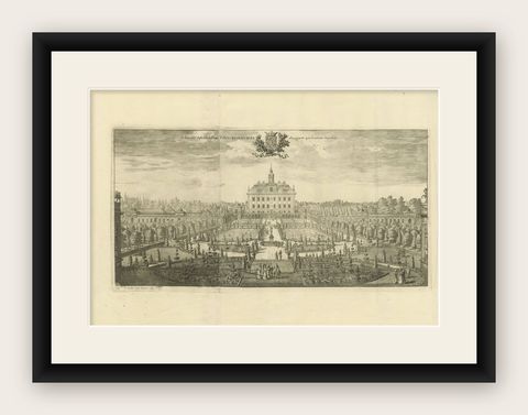 Baroque Grandeur: The Rosersberg Palace Gardens in Swidde's 1695 Engraving, shown framed