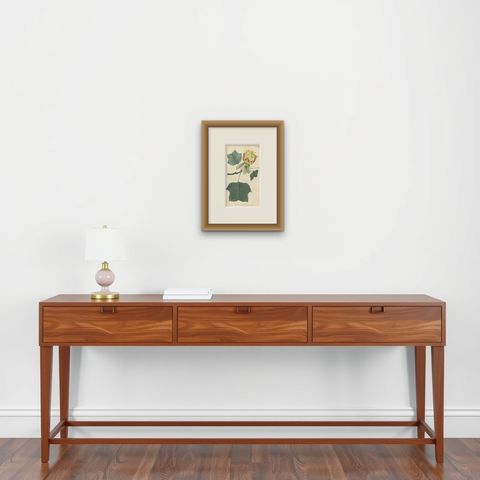 Antique Botany Print of Liriodendron Tulipifera or Common Tulip Tree, shown framed on a wall, true to size