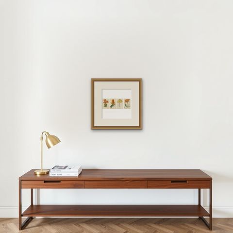 Vibrant Botanical Portraits: Exquisite Plant Illustrations from the 19th Century, shown framed on a wall, true to size