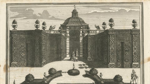 Pair of 17th-Century Garden Engravings, Mirabell Pavilion & Cascade, ca. 1670, close-up 2