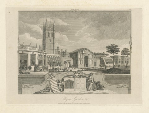 Antique Oxford Botanic Garden Engraving, Oxford Almanack, Benjamin Green, 1820, close-up 1