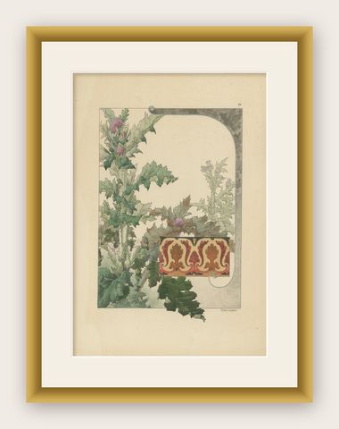 The Majestic Thistle: An Art Nouveau Study by Henry Lambert, 1896, shown framed