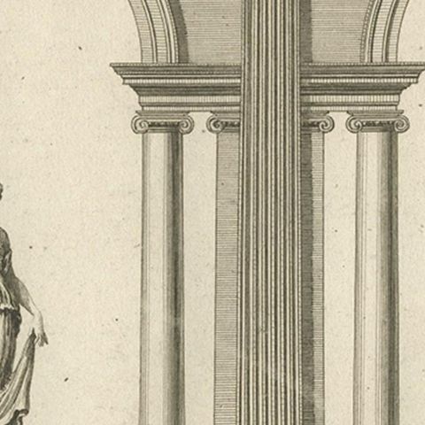 Copper Engraving of a Section of the Royal Botanic Gardens, Kew, London, 1776, close-up 2