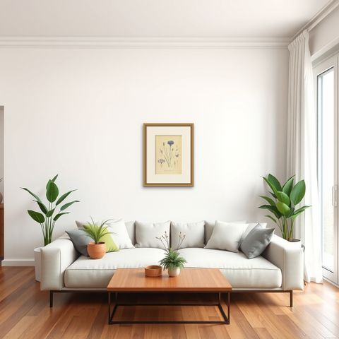 Cornflower Botanical Study, Centaurea Cyanus, Carl Lindman, c.1905, shown framed in a room, true to size