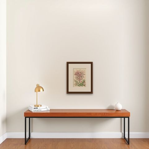 Antique Botany Print of a Japanese Crab Apple by Hoffmann, 1865, shown framed on a wall, true to size
