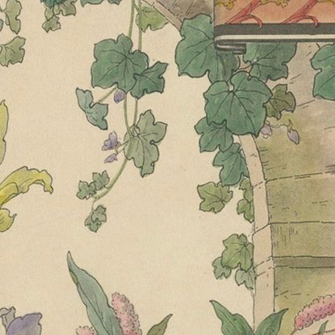 Graceful Water Blooms: Iris and Figwort in an Art Nouveau Setting, 1896, close-up 5