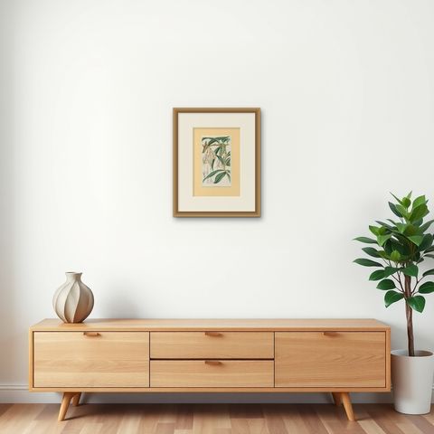 A Rare Botanical Study of Exotic Flora by Hoola van Houten, 1847, shown framed on a wall, true to size