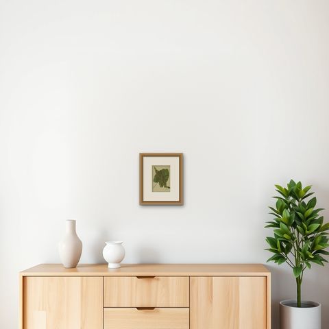 Antique Botany Print of Munk's Rhubarb by Palla, 1897, shown framed on a wall, true to size