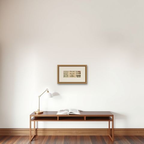 Antique Herbs and Mushrooms Botanical Prints, Natural History Set, 1852, shown framed on a wall, true to size