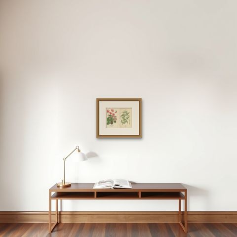 1897 Original Antique Botanical Prints, Persian Cyclamen and Jasmine, shown framed on a wall, true to size
