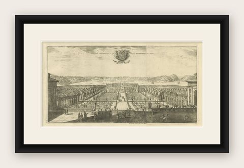 Rosersberg Palace and Gardens near Stockholm in the Baroque Splendor of 1695, shown framed