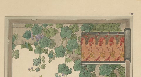 Graceful Water Blooms: Iris and Figwort in an Art Nouveau Setting, 1896, close-up 3