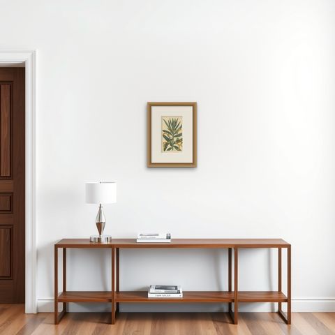 Antique Botany Print of Allium Cernuum by Curtis, 1810, shown framed on a wall, true to size