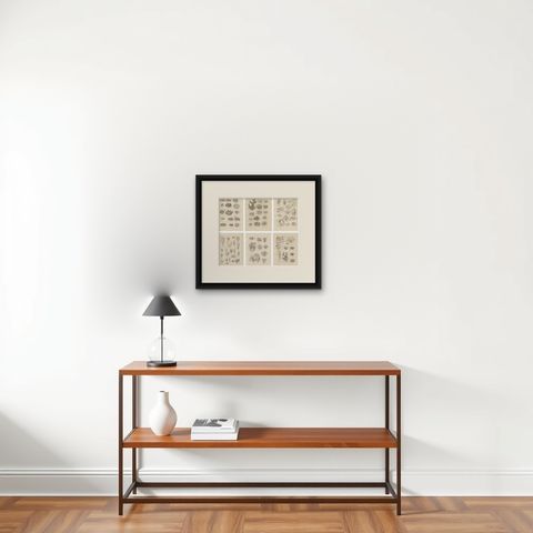 Antique Lichen Prints Set of 6, German Botanical Lithographs 1874, shown framed on a wall, true to size