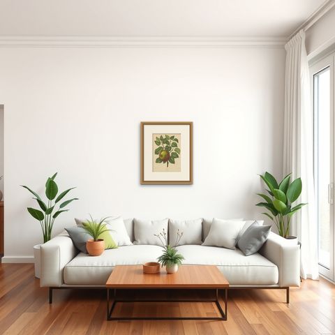 Antique Print of a Cellini Apple by G. Severeyns, 1876, shown framed in a room, true to size