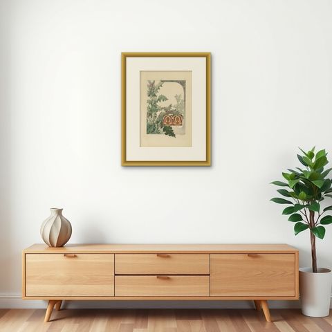 The Majestic Thistle: An Art Nouveau Study by Henry Lambert, 1896, shown framed on a wall, true to size
