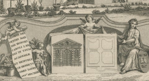 Antique Oxford Botanic Garden Engraving, Oxford Almanack, Benjamin Green, 1820, close-up 5