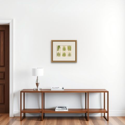 Antique Botanical Fern Lithographs by E.J. Lowe, Set of 6, Published in 1856, shown framed on a wall, true to size