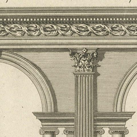 Copper Engraving of a Section of the Royal Botanic Gardens, Kew, London, 1776, close-up 1