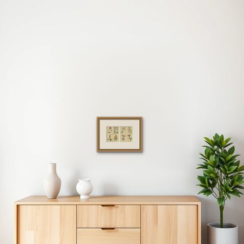 Benjamin Maund Botanical Flower Prints from London c.1836, Pair, shown framed on a wall, true to size