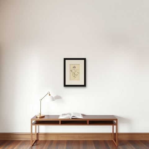 Exquisite 1800 Blue Wildflower Botanical Engraving, A Rare Floral Masterpiece, shown framed on a wall, true to size