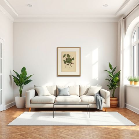 Antique Java Plum Botanical Chromolithograph by Hoola van Nooten, c. 1880, shown framed in a room, true to size