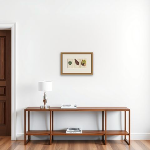 Heritage Botanicals: A Triptych of 1880 Parisian Flora, shown framed on a wall, true to size