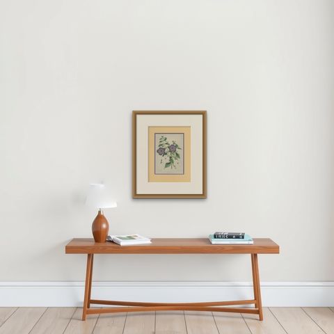 Botanical Beauty: Antique Print of Achimenes Longiflora from 1850, shown framed on a wall, true to size