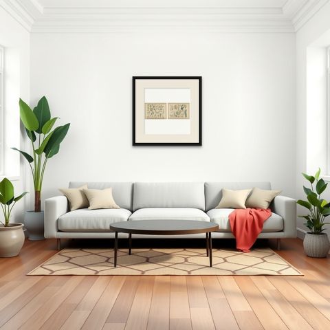 Antique Botanical Atlas Plates, Hand-Colored Wood Engravings, 1885, shown framed in a room, true to size