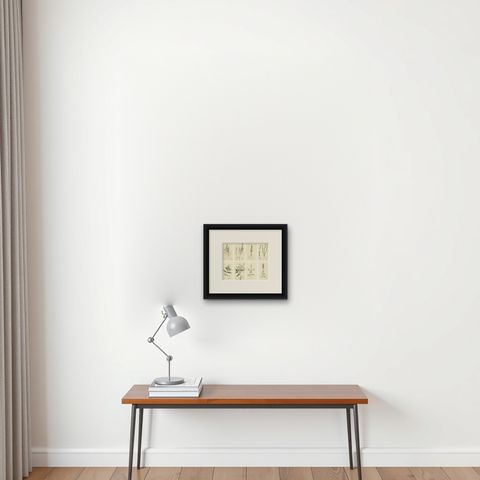 Eight Antique Botanical Plates: Glasswort, Horsetail, Privet & More, c.1830, shown framed on a wall, true to size