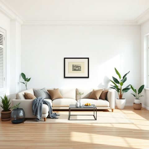 Antique Print of the Royal Botanic Gardens of Melbourne, Australia, c.1890, shown framed in a room, true to size
