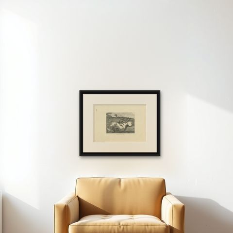 Antique Print of the Royal Botanic Gardens of Melbourne, Australia, c.1890, shown framed on a wall, true to size