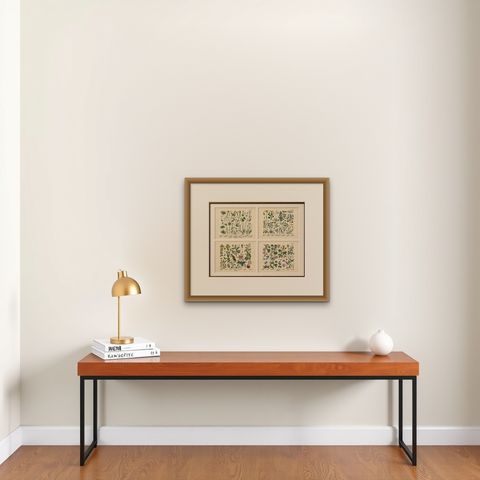 German Wildflower Botanical Plates, Chromolithographs, Stuttgart circa 1890, shown framed on a wall, true to size