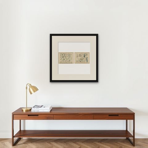 Antique Botanical Atlas Plates, Hand-Colored Wood Engravings, 1885, shown framed on a wall, true to size
