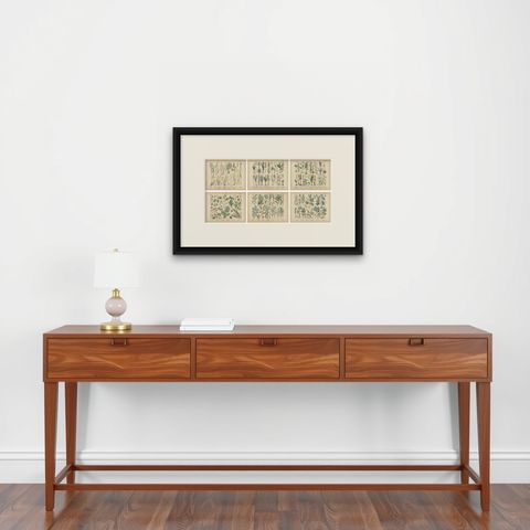 Antique Botanical Prints Set, German Flora & Orchids Atlas, Stuttgart 1885, shown framed on a wall, true to size