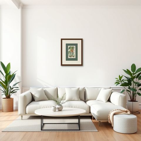 Billbergia liboniana, A Rare 19th-Century Botanical Illustration by van Houten, shown framed in a room, true to size