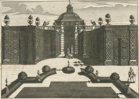 Pair of 17th-Century Garden Engravings, Mirabell Pavilion & Cascade, ca. 1670, close-up 3