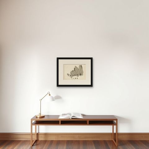 Antique Print of a Coccinea Plant Species by Symes '1800', shown framed on a wall, true to size