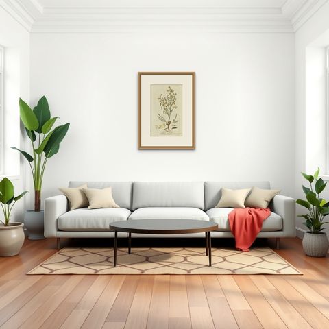Scotch Broom Botanical Engraving, Icones Plantarum Medicinalium, 1788, shown framed in a room, true to size