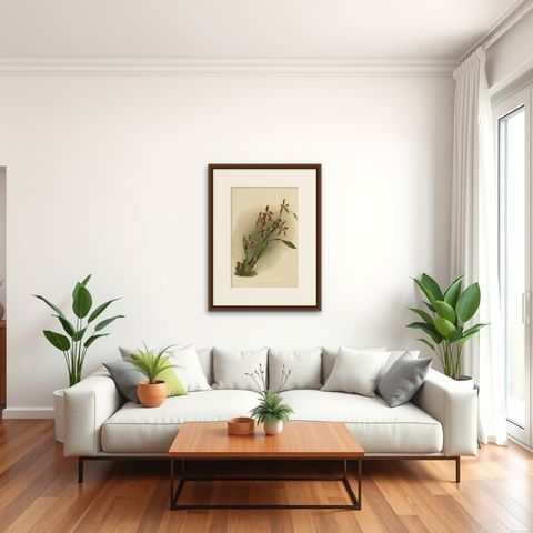 Antique Botanical Print, Exotic Orchid Odontoglossum Wattianum, c.1888, shown framed in a room, true to size