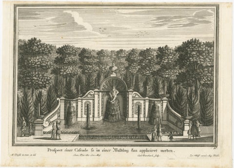 Pair of 17th-Century Garden Engravings, Mirabell Pavilion & Cascade, ca. 1670, view 3