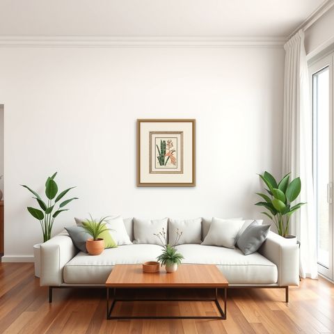 Antique Botanical Lithograph, Rohan’s Billbergia, de Vriese, 1856, shown framed in a room, true to size