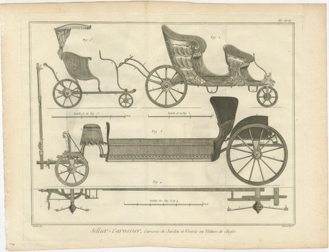 French Garden & Hunting Carriage Designs, Diderot Encyclopédie, 1771, view 3