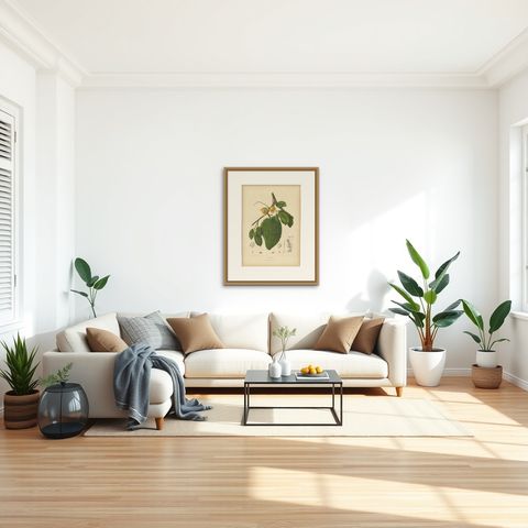 Antique Soursop Botanical Chromolithograph by Hoola van Nooten, c. 1880, shown framed in a room, true to size