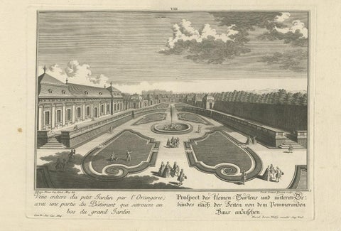 Antique Print of a Small Garden and Building by Wolff, 1737, view 4