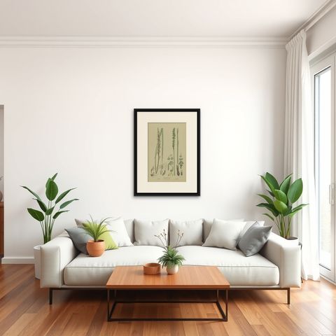 Antique Botany Print of the Tall Leek Orchid & Southern Leek Orchid '1884', shown framed in a room, true to size