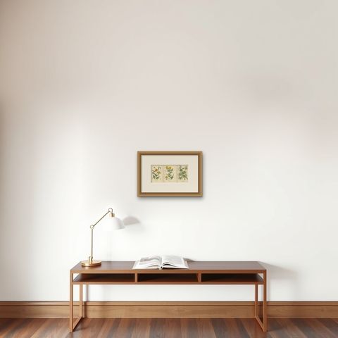Antique Botanical Prints: Loasa Lateritia, Mentzelia Lindleyi & Passion-Flower, shown framed on a wall, true to size
