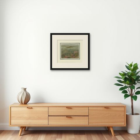 Antique Print of Various Algae by Meyer 'c.1895', shown framed on a wall, true to size